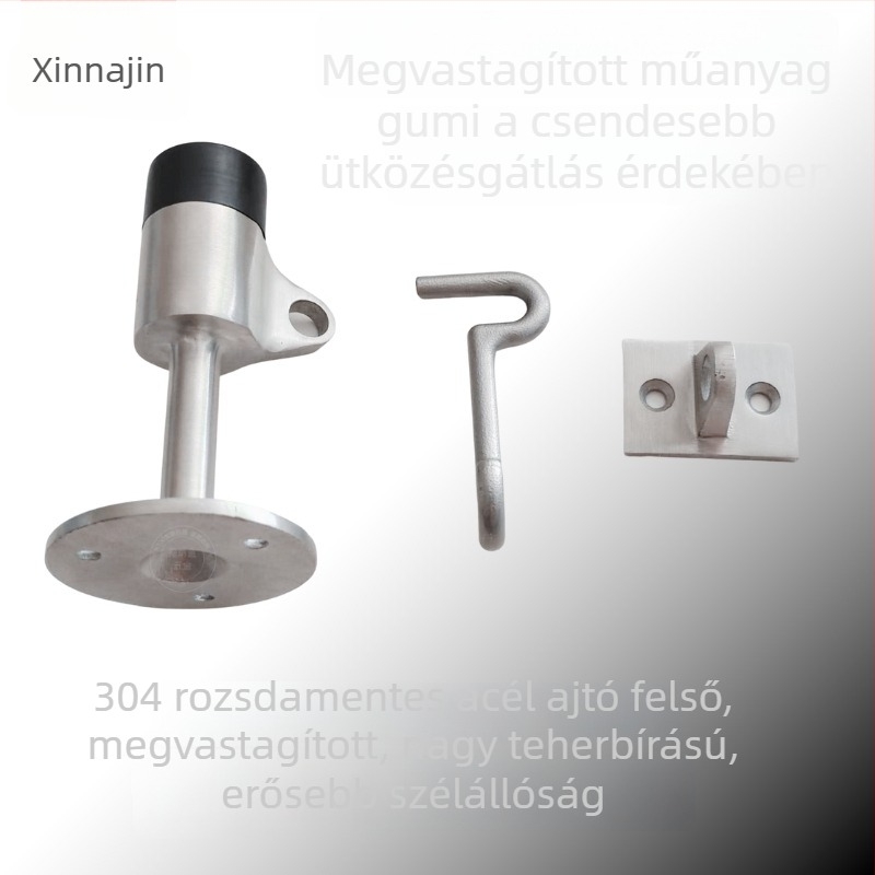 304/316 rozsdamentes acél tengeri ajtó stopper kampóval és pozicionálóval, gumírozott csúccsal, szélálló