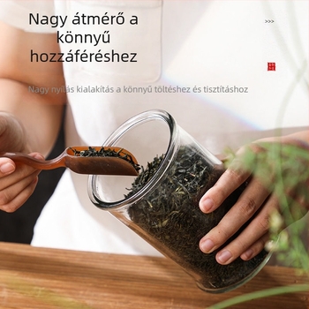 Tea- és gabonatároló üvegek élelmiszerbiztos zárással, konyhai tárolók