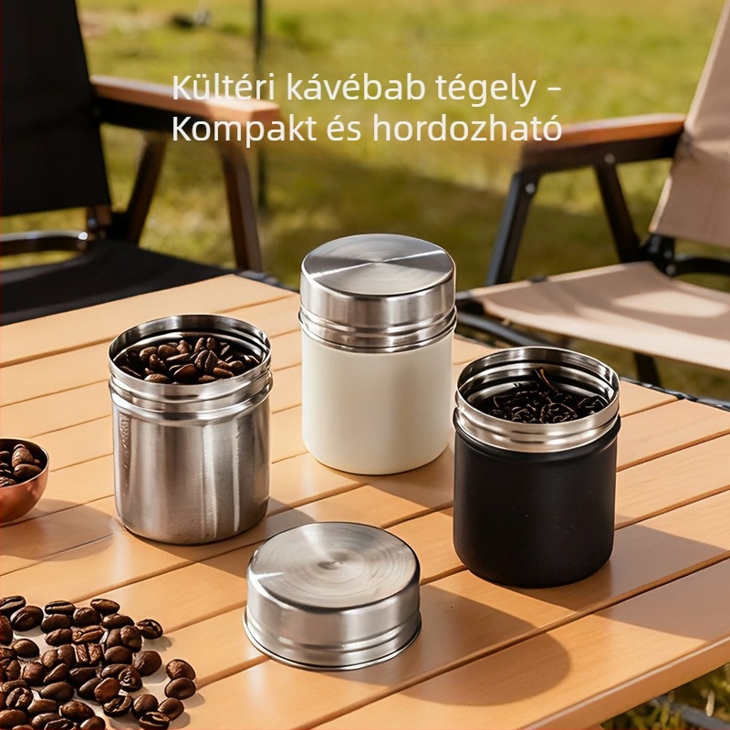304 rozsdamentes acélból készült tároló kávébabok, tea, fűszerek és gabonák számára – kompakt, hordozható tárolóedény