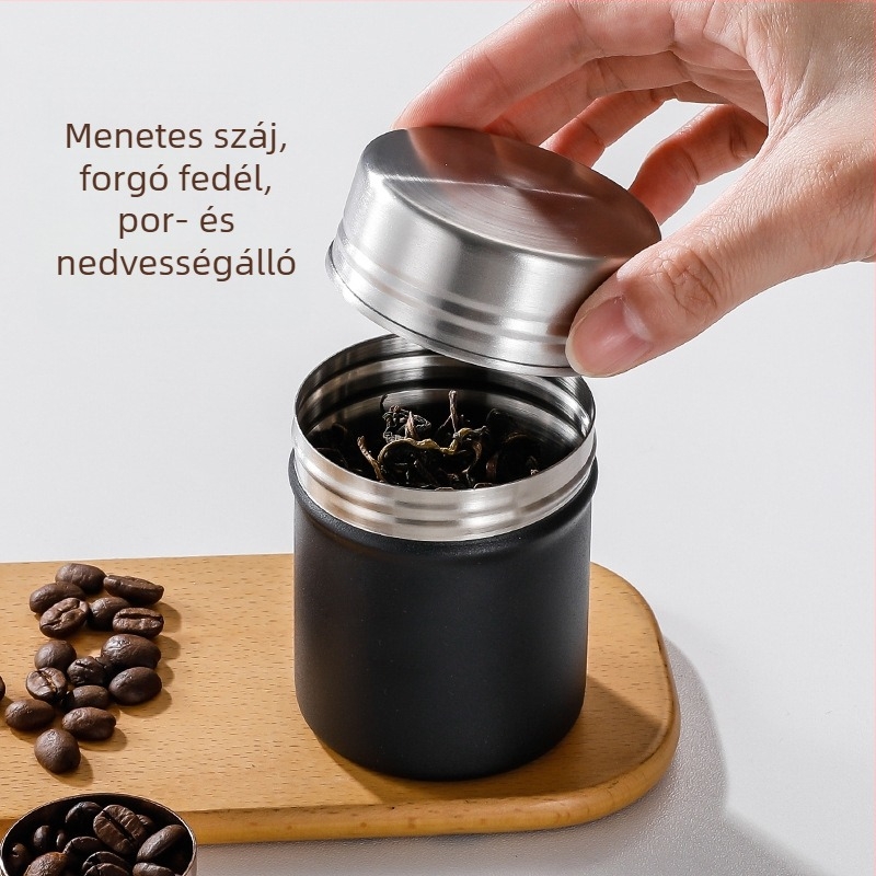 304 rozsdamentes acélból készült tároló kávébabok, tea, fűszerek és gabonák számára – kompakt, hordozható tárolóedény