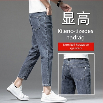 Férfi bokáig érő farmer, egyenes szabású, casual, 2024 tavasz-nyár, elasztikus, könnyű denim