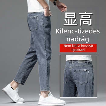 Férfi bokáig érő farmer, egyenes szabású, casual, 2024 tavasz-nyár, elasztikus, könnyű denim