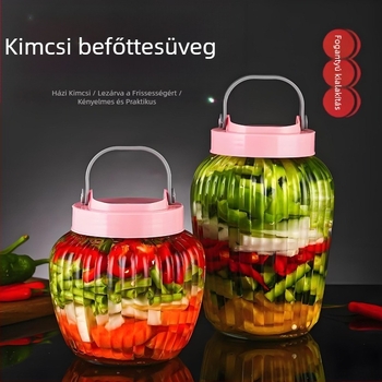 Üvegből készült savanyúság tároló, zárható, élelmiszer-minőségű