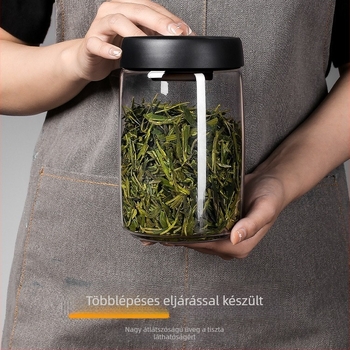Üvegből készült vákuum-záródó teásüveg, élelmiszer-minőségű tároló, száraz teák, kávé és illatos tea tárolására