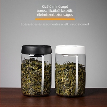 Üvegből készült vákuum-záródó teásüveg, élelmiszer-minőségű tároló, száraz teák, kávé és illatos tea tárolására