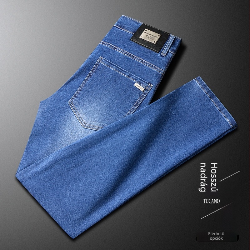 Férfi fekete farmernadrág nyújtható anyagból, slim-straight szabás, fleece béléssel, prémium minőség
