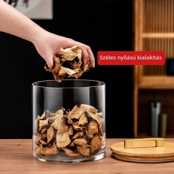 Nagy kapacitású üveg tea tároló bambusz fedéllel