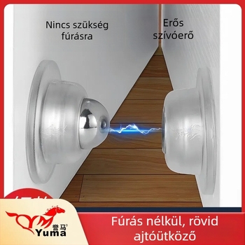 Mágneses ajtóstop, fúrás nélküli rögzítés, szilikonos szívóerő, fürdőszobaajtóhoz, kompakt modell, csendes dizájn