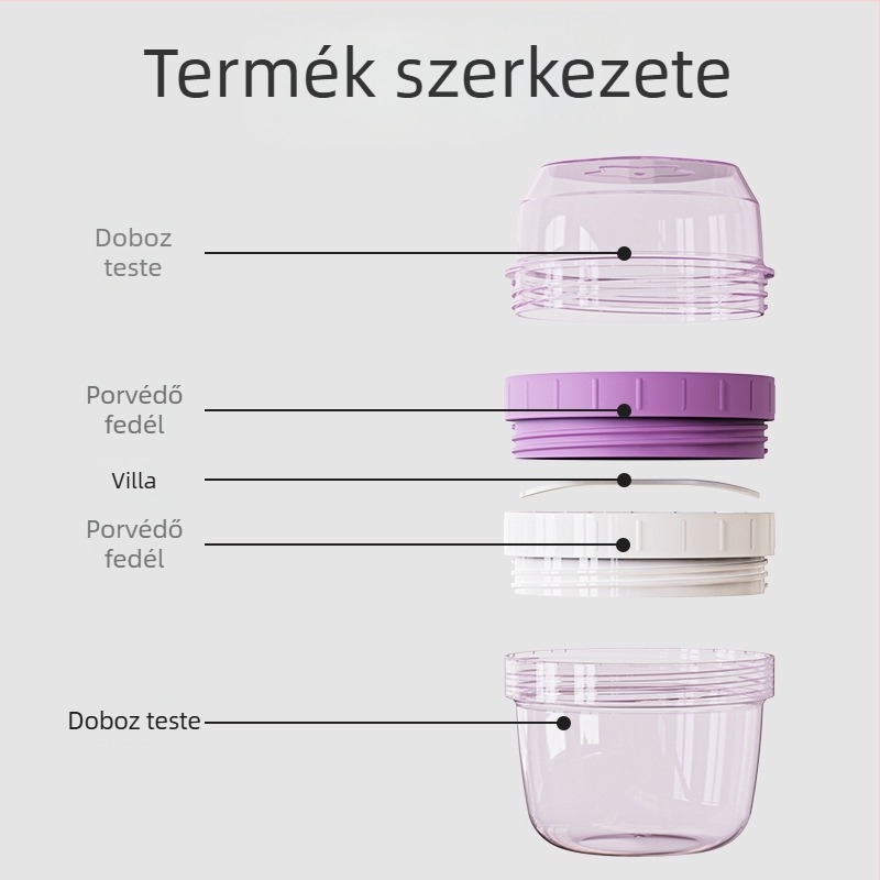 Kör alakú bébiétel és nassolnivaló tárolóedény, dupla rétegű fedővel, konyhai műanyag tároló