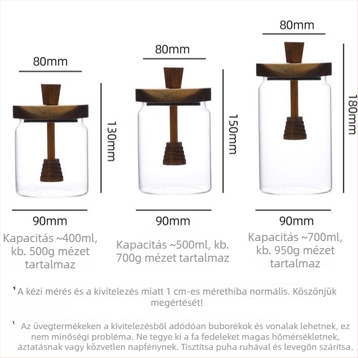 Boroszilikát üvegből készült mézesüveg kanállal, élelmiszer-tároló üveg lekvárhoz és mézhez