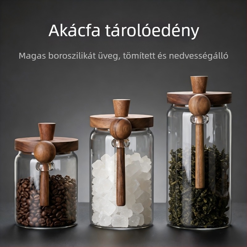 Boroszilikát üvegből készült mézesüveg kanállal, élelmiszer-tároló üveg lekvárhoz és mézhez