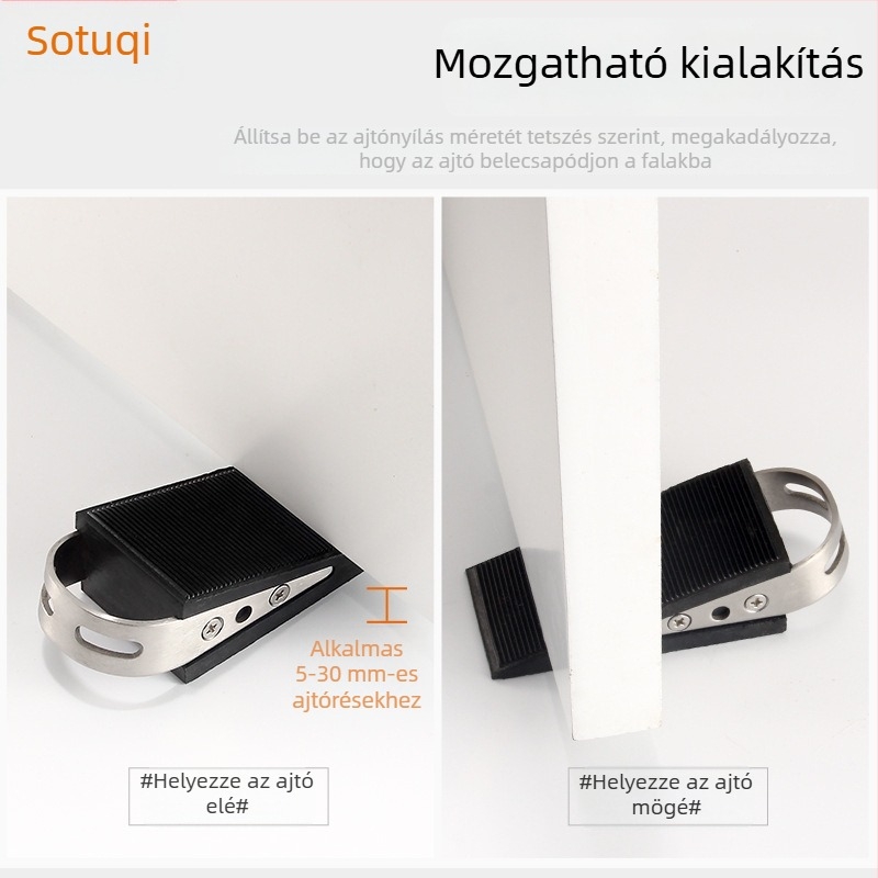 Szilikon ajtóstop, nagy méretű, padlóra szerelhető, ütésvédő háztartási használatra