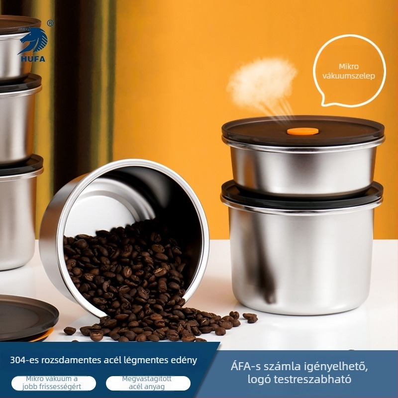 304 rozsdamentes acél zárható tároló szárazárukhoz, tea és kávé – konyhai frissesség megőrzése, 800-1000 ml