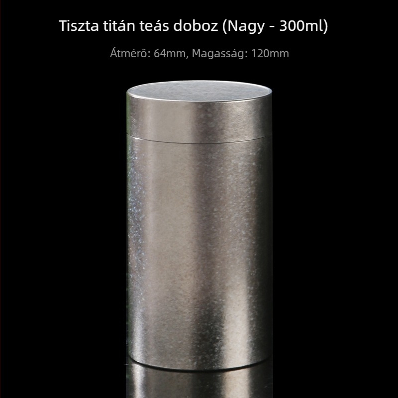 Tiszta titánból készelt teásdoboz, kis méretű, hordozható, zárható tároló teához