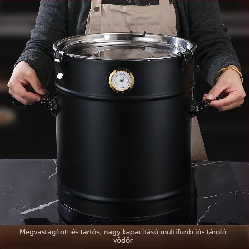 Rozsdamentes acél teás tartály zárható fedéllel, vastag falú kivitel, nagy kapacitás