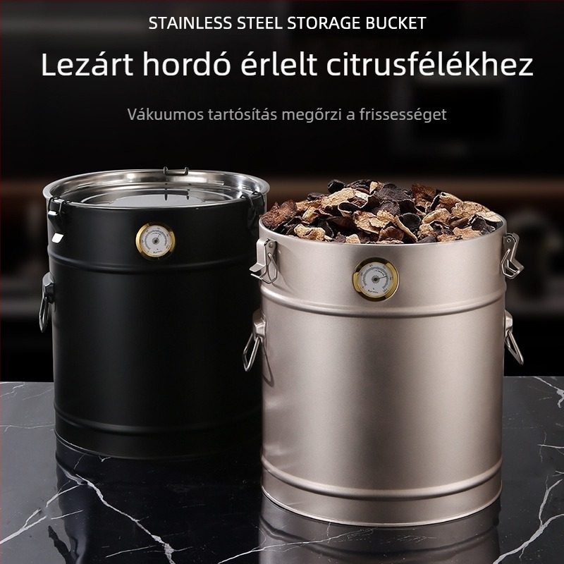 Rozsdamentes acél teás tartály zárható fedéllel, vastag falú kivitel, nagy kapacitás