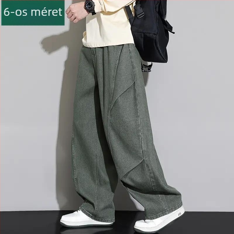 Plusz méretű férfi denim nadrág, amerikai retro stílusú, lazán szabott, széles szárú, tavasz–ősz