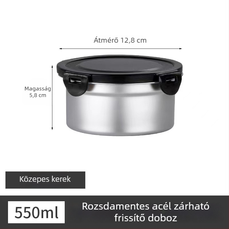304 rozsdamentes acél kör alakú szigetelt ebédes doboz fedővel