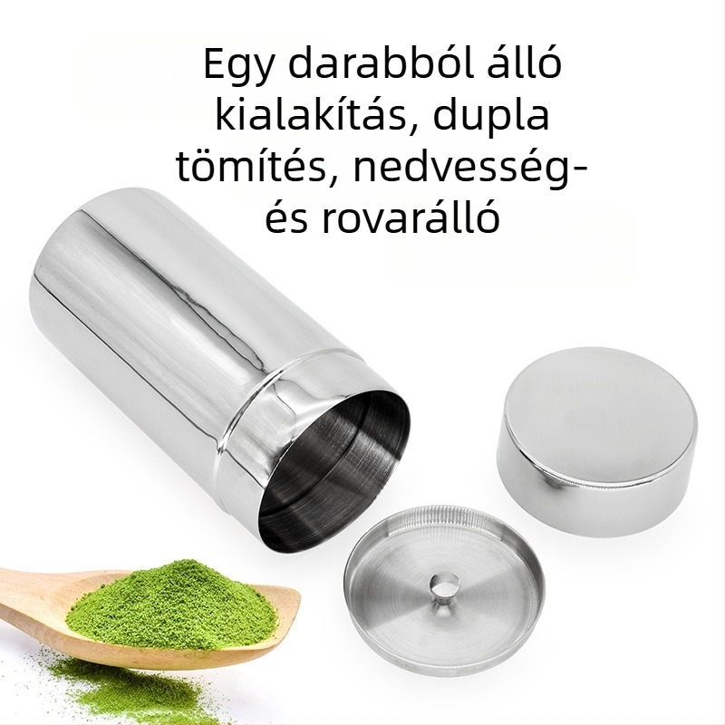 304 rozsdamentes acél egyrészes teás doboz, zárható, hordozható tároló Pu-erh tea mandarinhéjjal, Ø8×8 cm