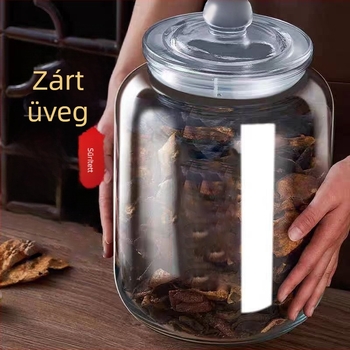 Mandarinhéj tároló üveg, légmentesen zárható, élelmiszer-minőségű teás tároló