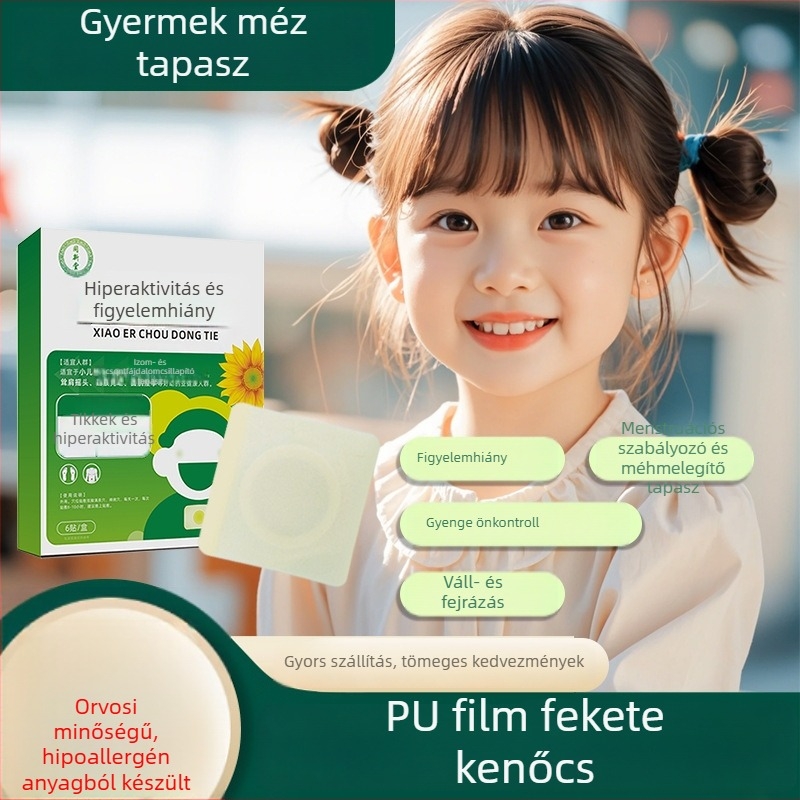 Gyermekek hasi akupunktúrás tapasz hiperaktivitás és figyelemzavar ellen – gyógynövényes mézes egészség patch (6 db tapasz)