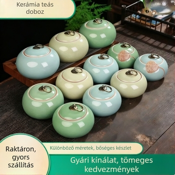 Ge Kiln Zen teás tartály, könnyű kerámia, hermetikus tea tároló