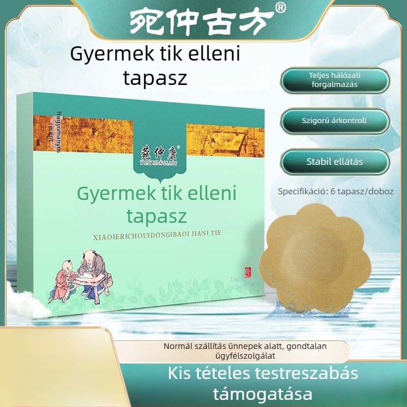 Gyermekeknek szóló mézes gyógynövényes tapasz a tikkekhez és hiperaktivitáshoz a has táján