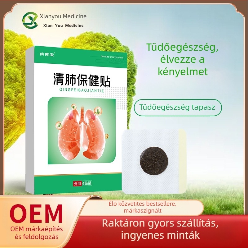 Akupunktúrás tapasz a tüdő egészségéért, köhögés és torokfájás enyhítésére – 7x7 cm