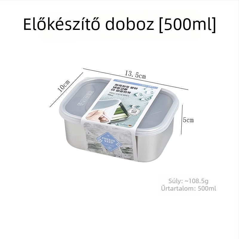 304 rozsdamentes acél ételtároló doboz lezárható fedéllel, porciózásra gyümölcs és hús