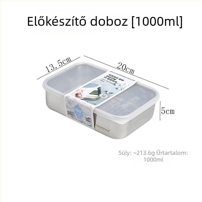 304 rozsdamentes acél ételtároló doboz lezárható fedéllel, porciózásra gyümölcs és hús