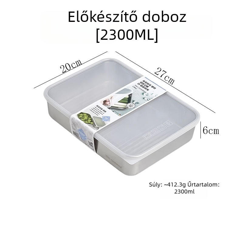304 rozsdamentes acél ételtároló doboz lezárható fedéllel, porciózásra gyümölcs és hús