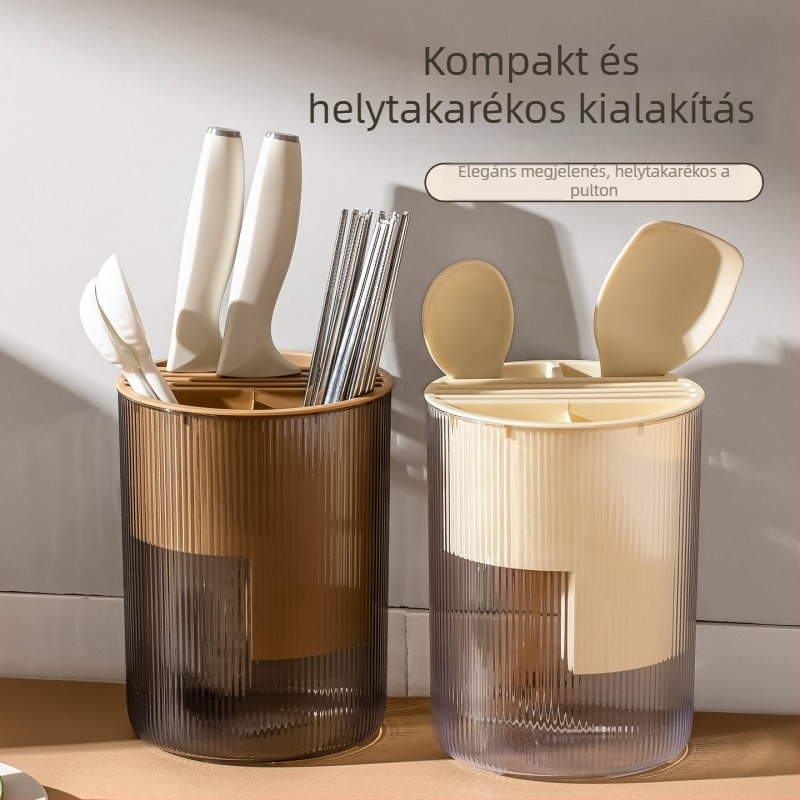 Többcélú konyhai késállvány és pulttartó, integrált evőpálcika tárolóval és kés rendszerezővel, háztartási használatra