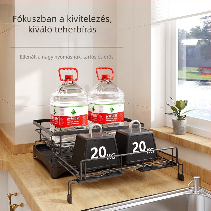 Új, multifunkcionális edényállvány evőeszköztartóval és tányérszárítóval, két szintű, összecsukható teleszkópos polc mosogatóhoz