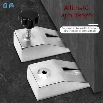 Szabályozható rozsdamentes acél ajtóstopper üvegezett ajtókhoz, padlóra szerelhető, szélálló, hordozható