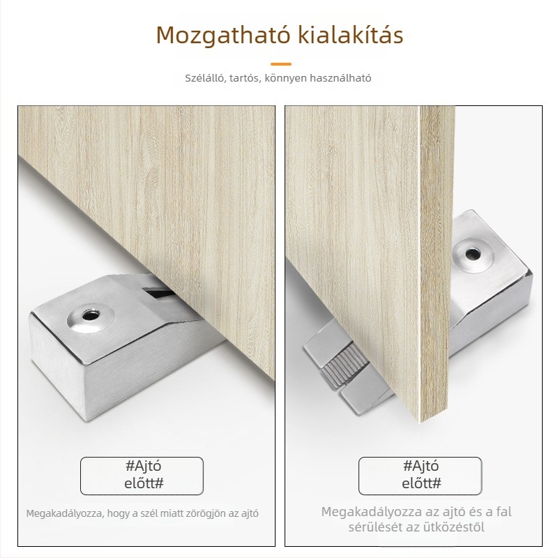 Szabályozható rozsdamentes acél ajtóstopper üvegezett ajtókhoz, padlóra szerelhető, szélálló, hordozható