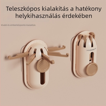 Fúrás nélkül ötágú visszahúzható kampó konyha- és fürdőszoba ajtó tárolására, öntapadós kampó otthoni használatra, multifunkcionális falra szerelhető tároló