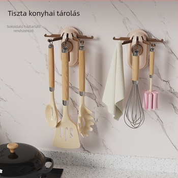 Fúrás nélkül ötágú visszahúzható kampó konyha- és fürdőszoba ajtó tárolására, öntapadós kampó otthoni használatra, multifunkcionális falra szerelhető tároló