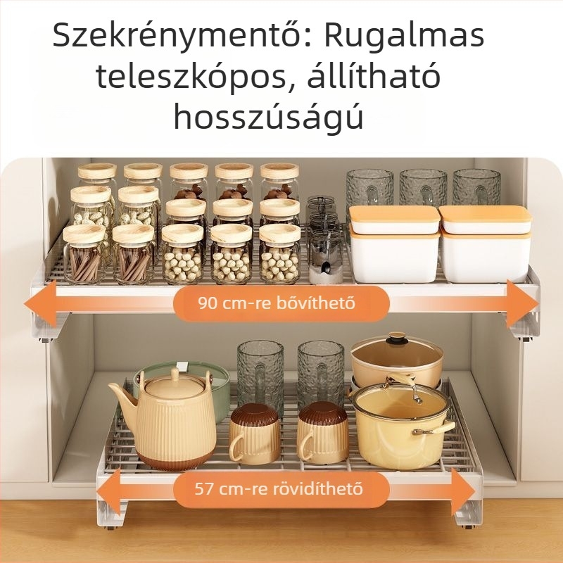 Konyhai fiókos tárolópolc tálak és tányérok számára