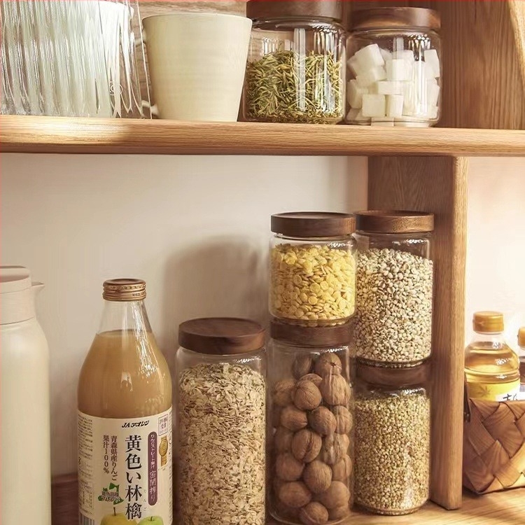 Csavaros fedelű boroszilikát üveg tárolóedény, 501–800 ml, édességek és gabonafélék tárolására
