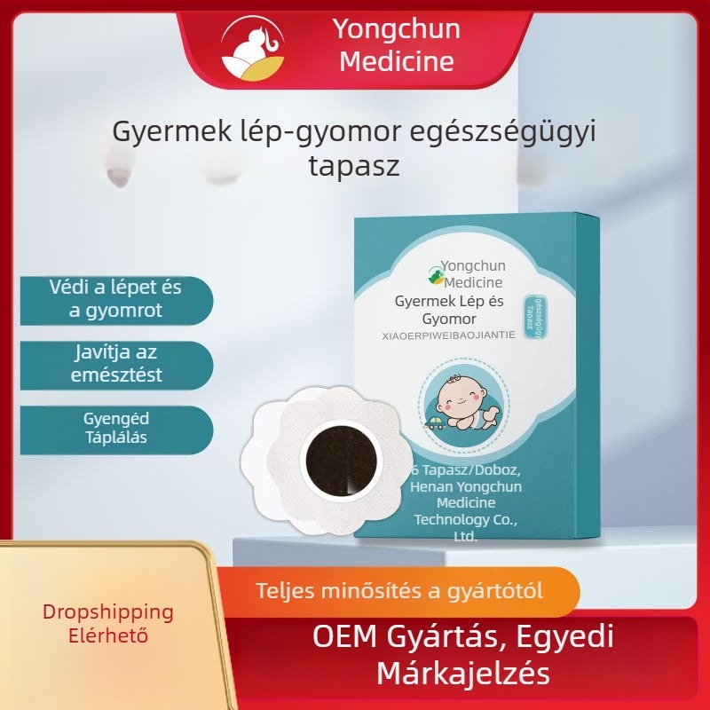 Gyermekeknek és csecsemőknek szánt herbális hasgáz-mentesítő tapasz, köldök környéki, önmelegedő