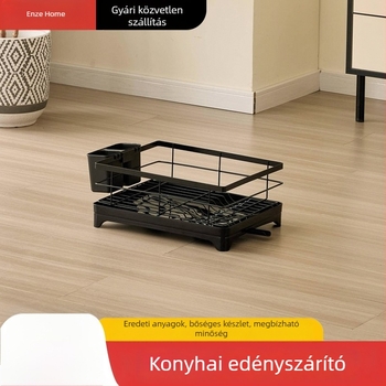 Konyhai edény- és evőeszköztartó állvány levehető lecsöpögtető résszel, a pulton, nagy kapacitású