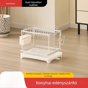 Konyhai edény- és evőeszköztartó állvány levehető lecsöpögtető résszel, a pulton, nagy kapacitású