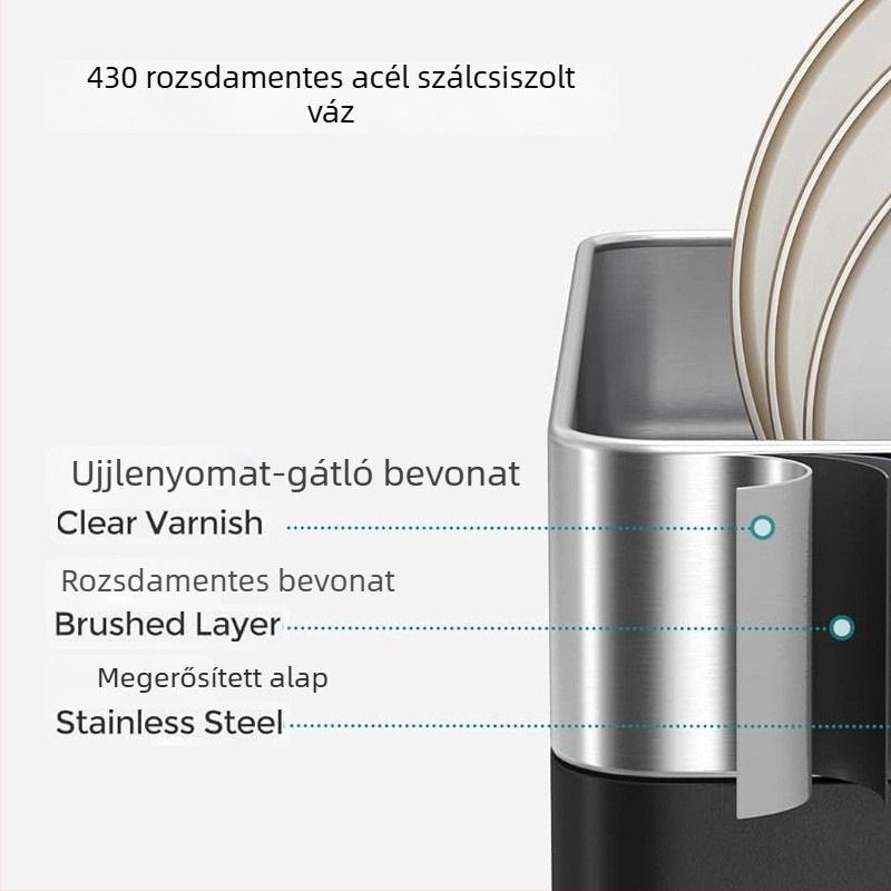 Rozsdamentes acél edény- és tálleeresztő állvány – nagy kapacitású konyhai tároló tálakhoz és evőeszközökhöz
