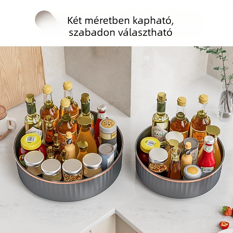 Pultra forgó konyhai fűszertároló, PET-anyagú, könnyű luxus, multifunkciós fűszertálca