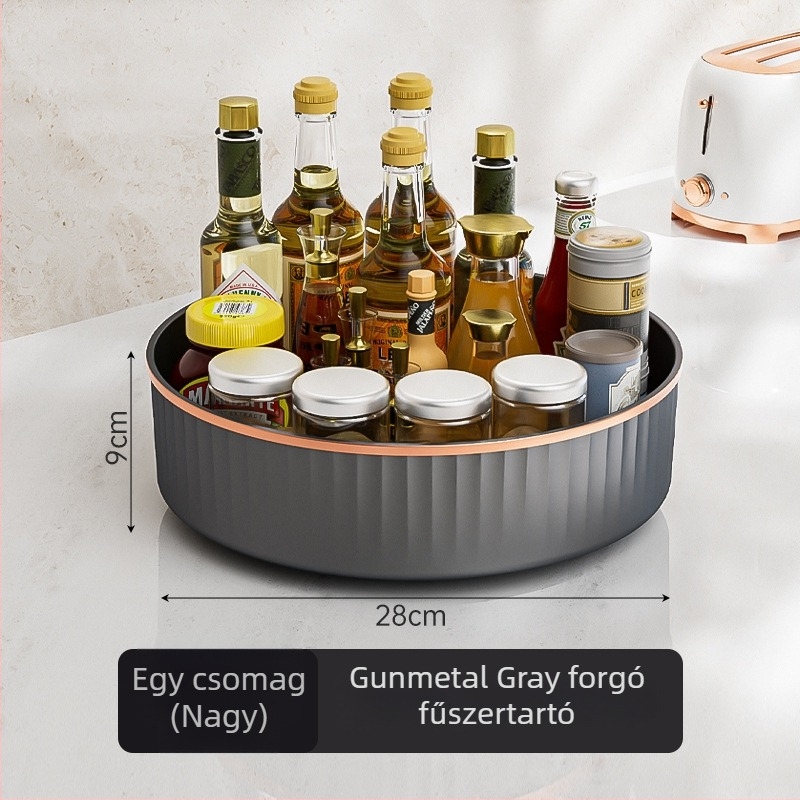Pultra forgó konyhai fűszertároló, PET-anyagú, könnyű luxus, multifunkciós fűszertálca