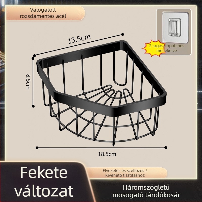 Fali mosogatóhoz rögzített tároló – multifunkcionális hely a szivacsoknak és acéldrót golyóknak