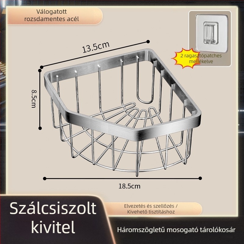 Fali mosogatóhoz rögzített tároló – multifunkcionális hely a szivacsoknak és acéldrót golyóknak