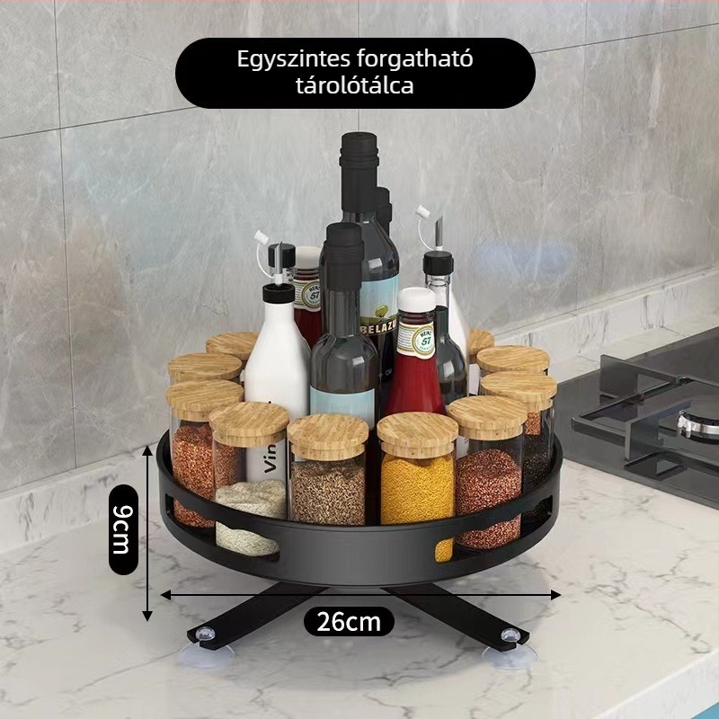 360°-os forgó konyhai tároló fűszerekhez és kozmetikumokhoz, kör alakú