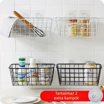 Falra szerelhető vas tárolókosár, modern minimalista stílus, konyha, fürdőszoba, kollégium és hálószoba számára
