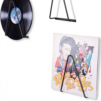 Kreatív fali fém tároló, háromszög alakú magazintartóval és vinil lemezek tárolására